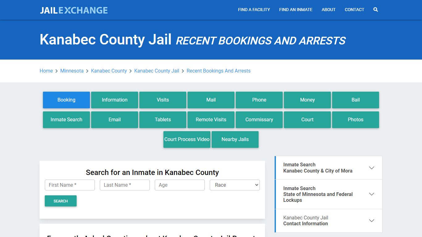 Kanabec County Jail Recent Bookings And Arrests - Jail Exchange