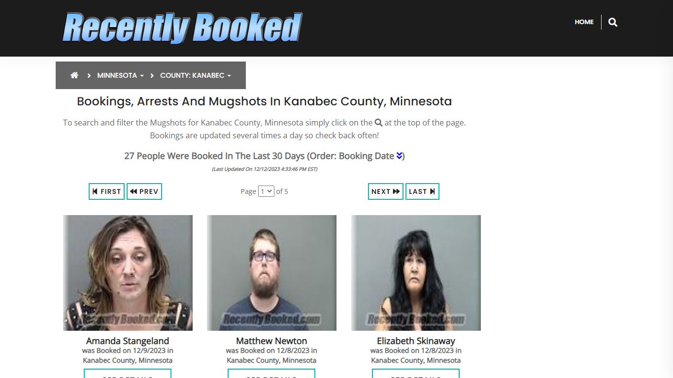 Bookings, Arrests and Mugshots in Kanabec County, Minnesota
