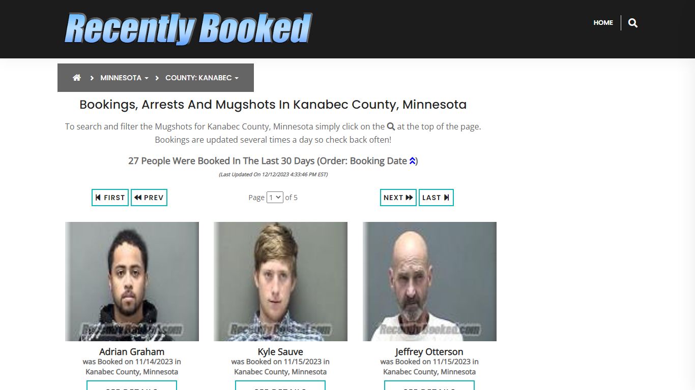 Bookings, Arrests and Mugshots in Kanabec County, Minnesota